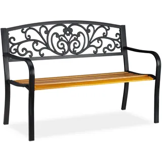 Relaxdays Gartenbank 127 x 87 x 59 cm Braun/Schwarz