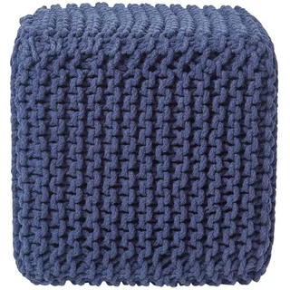 Homescapes Strick-Pouf, Dunkelblau, Textil, Uni, Quadratisch, 35x35x35 cm, Wohnzimmer, Hocker, Sitzwürfel