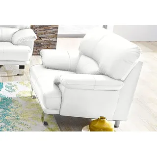 Sessel TRENDMANUFAKTUR "Cecilia, Loungesessel im italienischen Design, hoher Sitzkomfort", weiß (altweiß), B:112cm H:87cm T:89cm, Microfaser PRIMABELLE (100% Polyester);NaturLEDER (echtes Rindsleder) in Sitz und Rücken. Korpus in passendem Kunstleder SOFTLUX bezogen;Luxus-Microfaser ALCAZAR (100% Polyester);NaturLEDER: Bitte beachten Sie, dass Lederbezüge mehr Nähte aufweisen als Stoffbezüge.;Kunstleder SOFTLUX, Sessel, Sessel, bequeme Armlehnen und Rückenverarbeitung, attraktiver Metallfuß