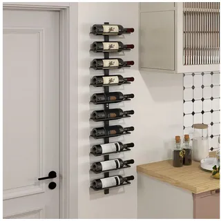HOMCOM Weinregal Flaschenregal für 10 Weinflaschen, Flaschenhalter, Aufbewahrungsregal aus Stahl 1-tlg., für Küche, Esszimmer Schwarz schwarz