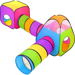 Grafner 4in1 Spielzelt mit Tunnel, XXL mit 2x Krabbeltunnel 1x Würfel 1x Iglu, Pop Up Zelt für drinnen und draußen, mit Tasche Spielhaus Jungen ...
