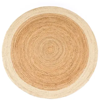 KADIMA DESIGN Jute Teppich Boho wendbar schmutzabweisend Elfenbein Rund 80D | 100% Jute, Rücken aus Jute | Florhöhe: 5 mm | pflegeleicht