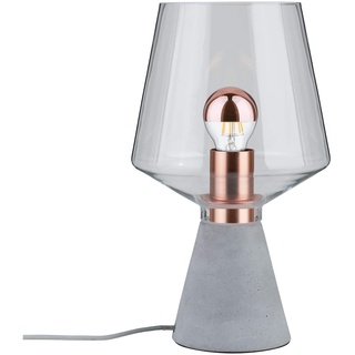Paulmann 79665 Neordic Tischleuchte Yorik max. 1x20W Tischlampe für E27 Lampen Nachttischlampe Klar/Grau/Kupfer Glas/Beton/Metall ohne Leuchtmittel