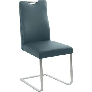 Freischwinger K+W KOMFORT & WOHNEN "6194", beige (zypresse 21, edelstahlfarbig), B:47cm H:100cm T:61cm, Stühle, Freischwinger, mit praktischem Griff oben am Rücken, Gestell aus Edelstahl