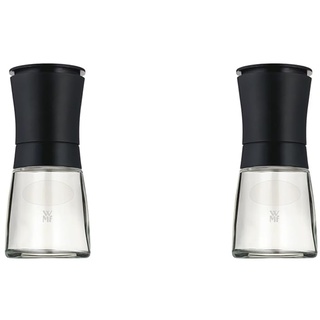 WMF Trend Salzmühle Pfeffermühle 14 cm, unbefüllt, Gewürzmühle, Keramikmahlwerk, Kunststoff, Glas, schwarz (Packung mit 2)