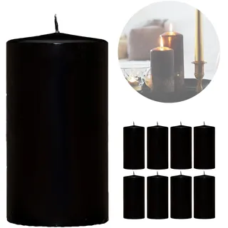 Candelo 8er Set Premium Kerzen Weihnachten Ambiente Stumpenkerzen - Schwarz - 5,8cm x 12cm - Weihnachtskerzen für Adventskranz - Kerze Weihnachtsdeko