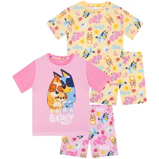 Bluey Schlafanzug | Mädchen Pyjama Bingo | 2er-Pack Kinderschlafanzug - 128