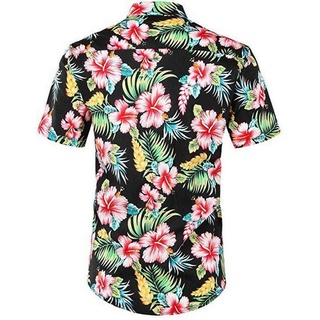 AFAZ New Trading UG Hemdbluse Herren Blumen Kurzarm Knopfleiste Baumwolle Hawaii Hemd XXL