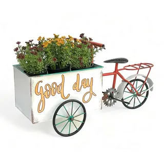 DanDiBo Ambiente Blumenfahrrad Weiß Rot Metall 46x24,5x21 cm