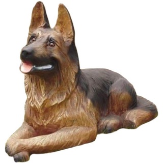 XL Premium Schäferhund liegt in lebensgross 90cm Hund Garten Deko Figur