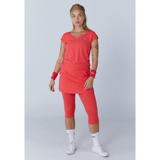 SPORTKIND Funktionsshirt Tennis Shirt Loose Fit V-Neck Mädchen & Damen pfirsich orange XL