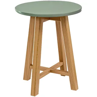 POSNORD Couchtisch Rund Ø 35 cm Höhe 45 cm | Beistelltisch Couch Holz mit Buchenholzbeinen | Wohnzimmertisch Skandinavisch/Sofatisch | Couchtisch Olivgrün