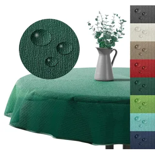 Outdoor Tischdecke Gartentischdecke wasserfest wetterbeständig rutschfest waschbar Outdoortischdecke Weichschaum Garten Balkon Camping Party Tischdeko Typ883 dunkelgrün 140 cm rund
