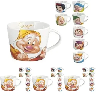 HOME - Disney - Original Keramik-Kaffeebecher Schneewittchen und die 7 Zwerge, sortierte/zufällige Designs, 1 Stück (Packung mit 4)