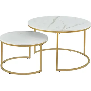 [en.casa] Christchurch Weiß/Gold Metall rund 80 x 45 cm