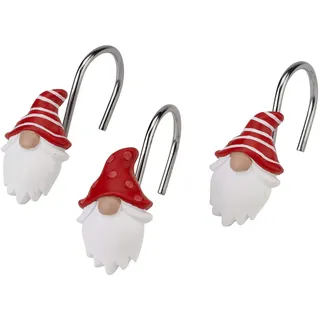 Avanti Linens - Duschvorhanghaken, Weihnachts-Badezimmerzubehör, 12 Stück (Gnomes Walk Collection)