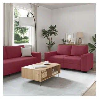 vidaXL Couch Stoff 3-Sitzer Weinrot