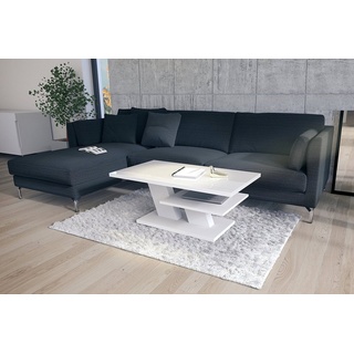 Mazzoni Couchtisch Cliff Weiß Hochglanz Tisch Wohnzimmertisch 110x60x45cm weiß 110 cm x 45 cm x 60 cm