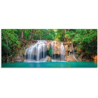 Glasbild ARTLAND "Wasserfall im Wald National Park", grün (farbe bild(er): grün), B:125cm H:50cm, Bilder, in verschiedenen Größen