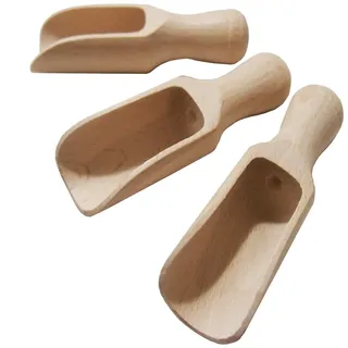 EFO Schaufel Holz 10,5 cm 3er-Set | Messlöffel für Gewürze, Tee, Salz, Reis | Holzschaufel für vielseitige Anwendungen in Küche und Bad | Handgefertigte Salzlöffel Holz Mini zum Dosieren | Buchenholz