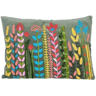 Casa Moro Dekokissen Boho Samtkissen Santa 48x30 cm mit Füllung rechteckig bunt, Boho Chic Sofakissen Couchkissen, bestickt grün