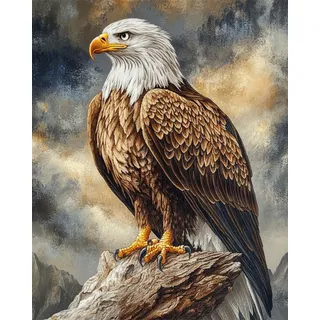 Handarbeit Adler Tier Knüpfteppich Für Erwachsene - Vorgedruckt Gross, Bedruckter Leinwand Teppich Set Mit Knüpfhaken, Kissen 23x35in