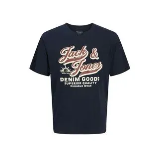 JACK & JONES Herren Rundhals T-Shirt JJELOGO TEE SS O-NECK 2 COL Regular Fit 12279535 Blau M