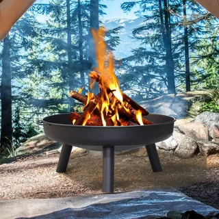Ansobea Feuerschale Ø 75 cm,Feuerschale für Draußen mit Griffen-Feuerschalen für Balkon Hof Wiese Wald Kamin Terrasse Camping
