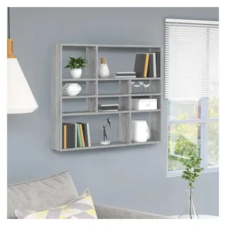 furnicato Wandregal 90 x 16 x 78 cm in Grau Sonoma aus Holzwerkstoff, 1-tlg., Stabile Regalwand mit 10 Fächern und feuchtbeständiger Oberfläche grau
