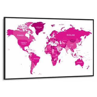 Weltkarte in pink und rosa im Din A1 Format - Atlas als Poster für Teenager Mädchen Deko - 59,4x84cm XXL Wanddeko Kinderzimmer und Wohnzimmer | Ohne Rahmen