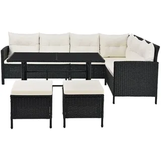 Juskys Manacor Lounge-Set schwarz/beige