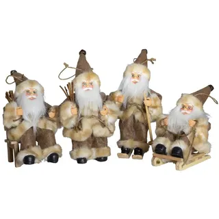 Christmas Paradise Weihnachtsmann 18cm, 4 Stück im Set, viele Farben/Modelle zum Aufhängen (Geschenkset, 4 St., Baumschmuck Anhänger), Weihnachtsdeko