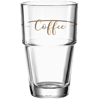 Leonardo Solo Latte-Macchiato Glas 1 Stück, Glas-Becher mit Coffee Aufdruck, spülmaschinengeeignetes Kaffee-Glas mit Coffee Motiv, 410 ml. 043468