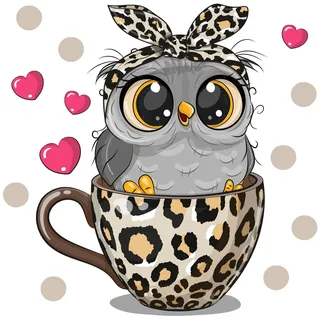 WandSticker4U®- Wandtattoo KAFFEETASSE EULE Leopard selbstklebend I Wandtattoo Küche Kaffee lustig Eule modern Coffee Sticker I Wanddeko Küche Kaffee Deko für Esszimmer Büro Café COOL