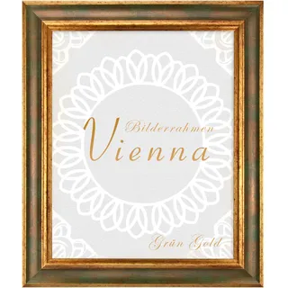 BIRAPA Bilderrahmen Gold Vienna Rahmen 50x70 cm - Vintage Bilderrahmen in Grün Gold Holz Bilderrahmen mit Zierrahmen Indoor & Outdoor Bilderrahmen Holzrahmen