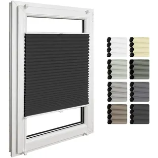 Home-Vision® Premium Doppelplissee Wabenplissee ohne Bohren mit Klemmfix (Weiß-Schwarz, B105cm x H150cm) Modern Klemmfix Blickdicht Plissee Sonnenschutz Hitzeschutz Jalousie für Fenster Thermo