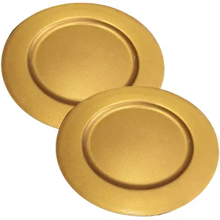 2x Großer Deko- & Platzteller GOLD 33cm Ø Plätzchen Weihnachten Tisch Dekoration