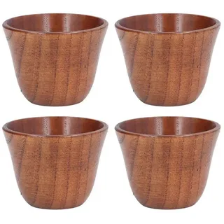LuxusKollektion Tasse Holzbecher 4er Set 75ml Jujube-Holz, Holz braun