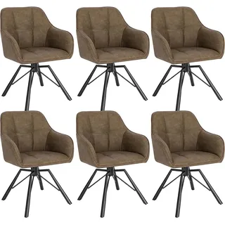 Woltu Polsterstuhl Kunstleder braun 6er Set