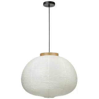 blomus Hängeleuchte -KAMI- Reispapierleuchte, Hängelampe, Lampenschirm, Lampe aus Papier, ohne Leuchtmittel, Heller Holzfurnierring, E27 Fassung für LED, schwarzes Textilkabel braun