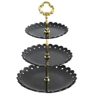 Wagoodter 3-stufiger Dessert Stand Cupcake Stand Obst Candy Display Tischständer für Hochzeit Home Geburtstag Tea Party Dekoration (schwarz)