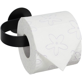 Relaxdays Toilettenpapierhalter, ohne Bohren, Edelstahl, Selbstklebender Klopapierhalter, HBT: 5,5x15,5x8,5 cm, schwarz