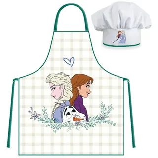 Disney Frozen Kochschürze Küchenschürze mit Mütze für Kinder – Schutz beim Kochen und Basteln weiß