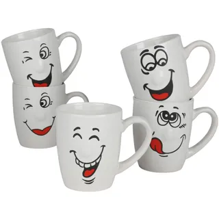EDCO Tasse Kaffeebecher mit Smiley-Gesicht 300ml Kaffeetasse Kaffeepott Teetasse, Keramik