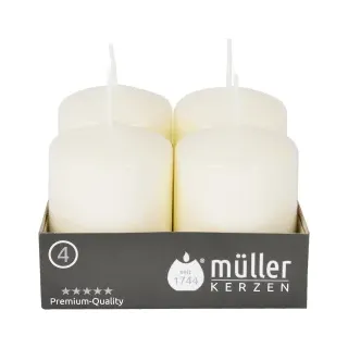 Müller Kerzen Stumpenkerze, vanille 2400624838 , 1 Packung = 4 Stück, (Ø x H): 48 x 62 mm