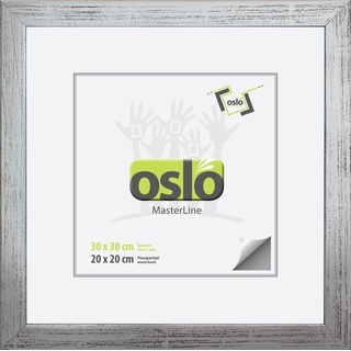 Oslo MasterLine Einzelrahmen Bilderrahmen Holz massiv quadratisch FSC mit Glasscheibe, 30 x 30 cm silber silberfarben 30 cm x 30 cm