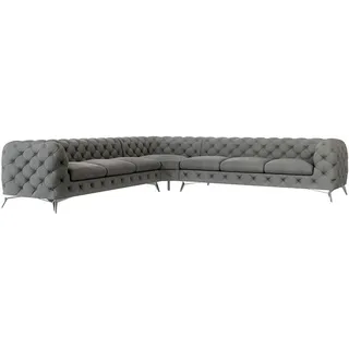 s-style möbel - Chesterfield Ecksofa mit Metall Füßen Grau