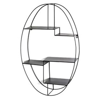 Haku-Möbel Wandregal Kirklees 9, 23517, schwarz, 44 x 71 x 16cm, oval mit 5 Ebenen, aus Metall
