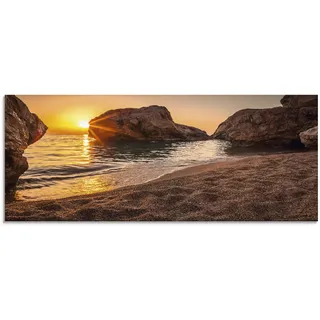 Glasbild ARTLAND "Sonnenuntergang und Strand", beige (farbe bild(er): naturfarben), B:125cm H:50cm, Bilder, in verschiedenen Größen