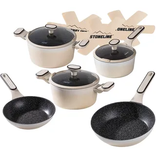 STONELINE Creme Topf-Set 11-tlg. Kochtopf + Deckel